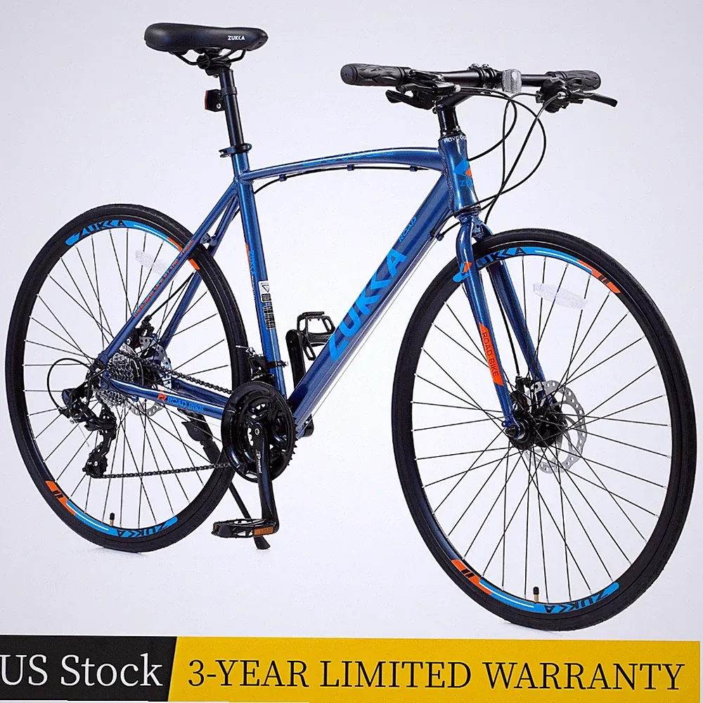 24 Speed Hybrid Bike Disc Brake 700C Road Bike for Unisex Adults City Bicycle