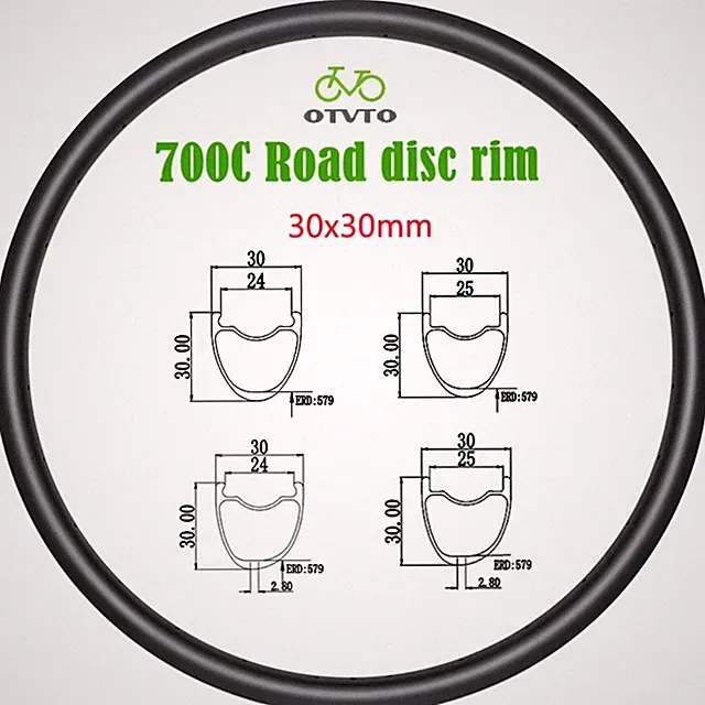 700c Gravel Bicycle Carbon Rim 30mm*30mm Symmetrical Asymmetric 20-32Holes