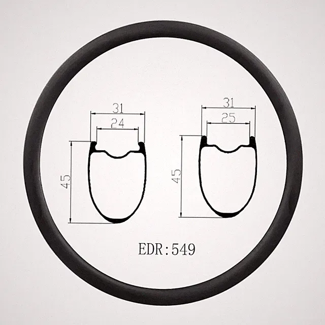 700C Gravel Bicycle Carbon Rims 45mm Depth 31mm Hookless 16 18 20 21 24 28Hole