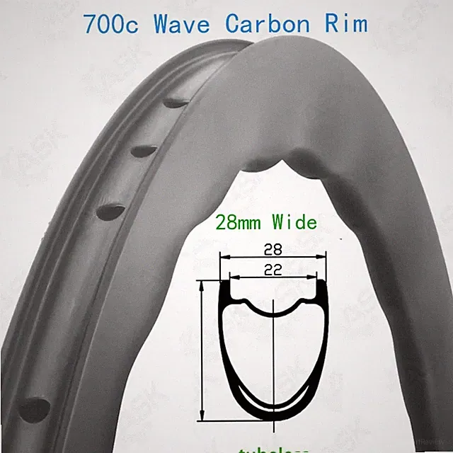 700c Wave Carbon Rim 21/ 24 Holes Symmetry Hook Ring for Gravel Road Bicycle