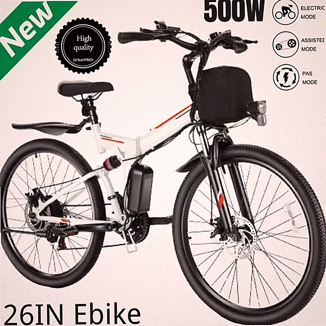 Electric Bike 500W 26'' Mountain Bicycle City Commuter E-bike 48V 10.4AH Battery