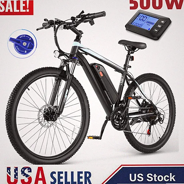 Electric Bike Adults, 26'' Mountain Bicycle 21-Speed Commuter Ebike 500W Motor🔥