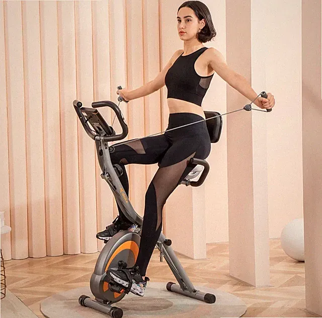 Folding Recumbent Exercise Bike LCD Pulse Tracking Cycling Machine