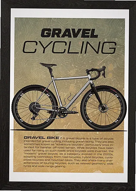 Gravel Cycling Bike Poster Framed Wall Art Poster Canvas Print Picture
