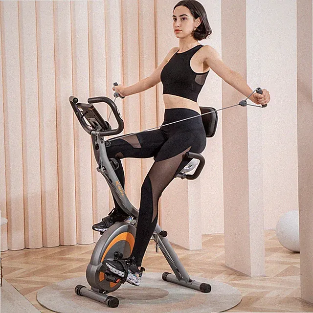 Leikefitness Folding Recumbent Bike LCD Screen Recumbent Cycling Stationary Bike
