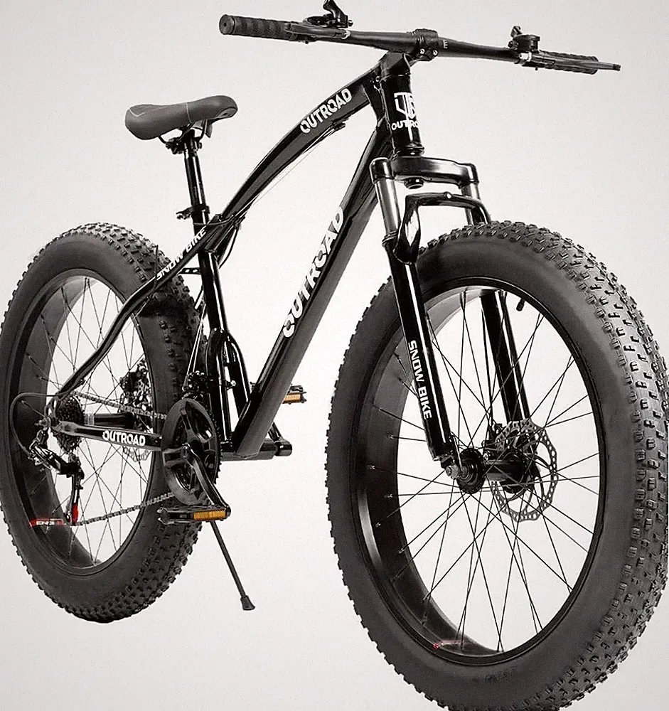 Outroad Fat Tire Mountain Bike with 26 Inch Wheels, 21 Speed with High Carbon St