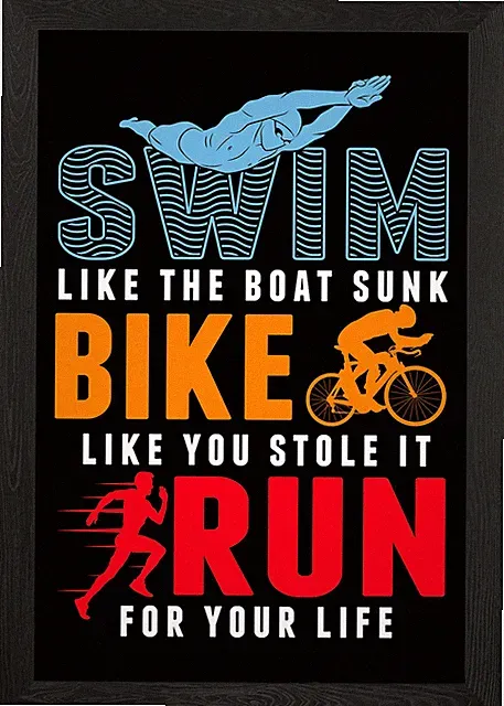 Triathlon Swim Bike Run Framed Wall Art Poster Canvas Print Picture
