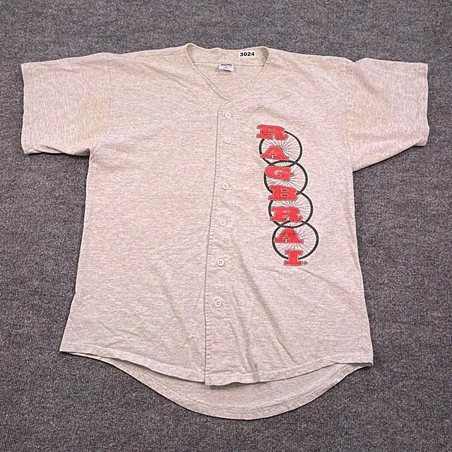 Vintage 90s RAGBRAI #21 Bicycle Touring Jersey Shirt XL 23x31 Heather Gray